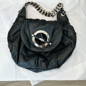 DIOR AUTHENTIC JazzClub Black Leather Chain Strap Silver Hardware Toggle vintage